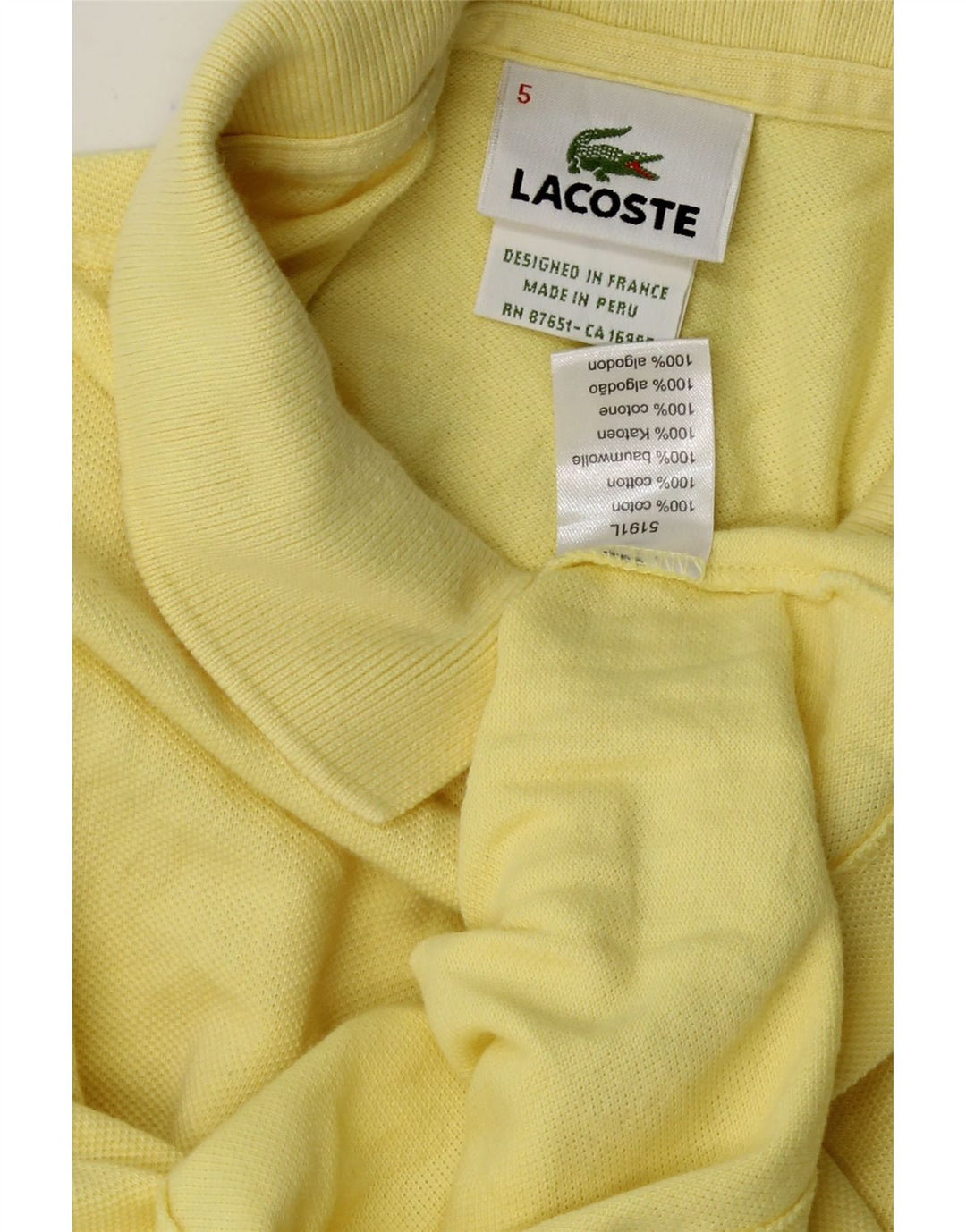 LACOSTE Mens Polo Shirt Size 5 Large Yellow Cotton Vintage Lacoste and Second-Hand Lacoste from Messina Hembry 