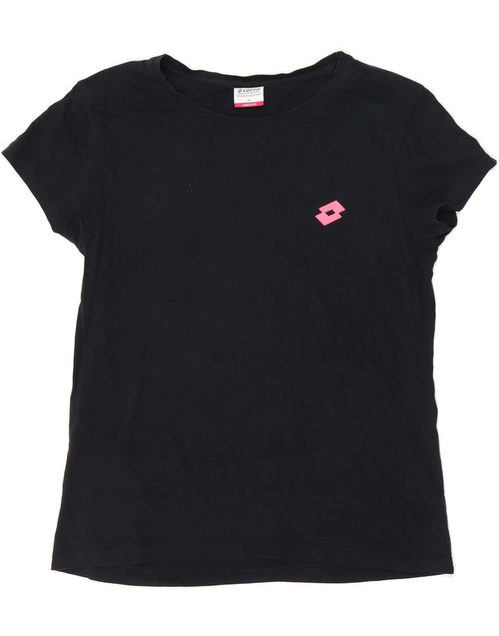 LOTTO Womens T-Shirt Top UK 14 Medium Black Cotton Vintage Lotto and Second-Hand Lotto from Messina Hembry 
