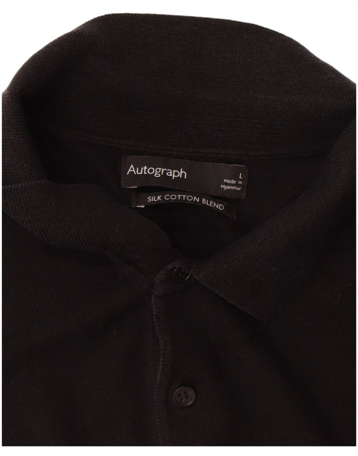Pulover pentru bărbați Marks & Spencer, cu autograf, cu gât polo, mare, negru
