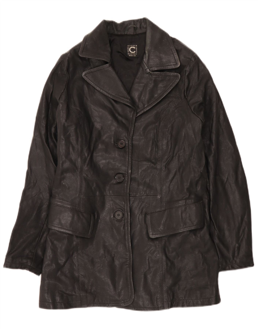 Palton din piele vintage pentru femei IT 42 Medium Black
