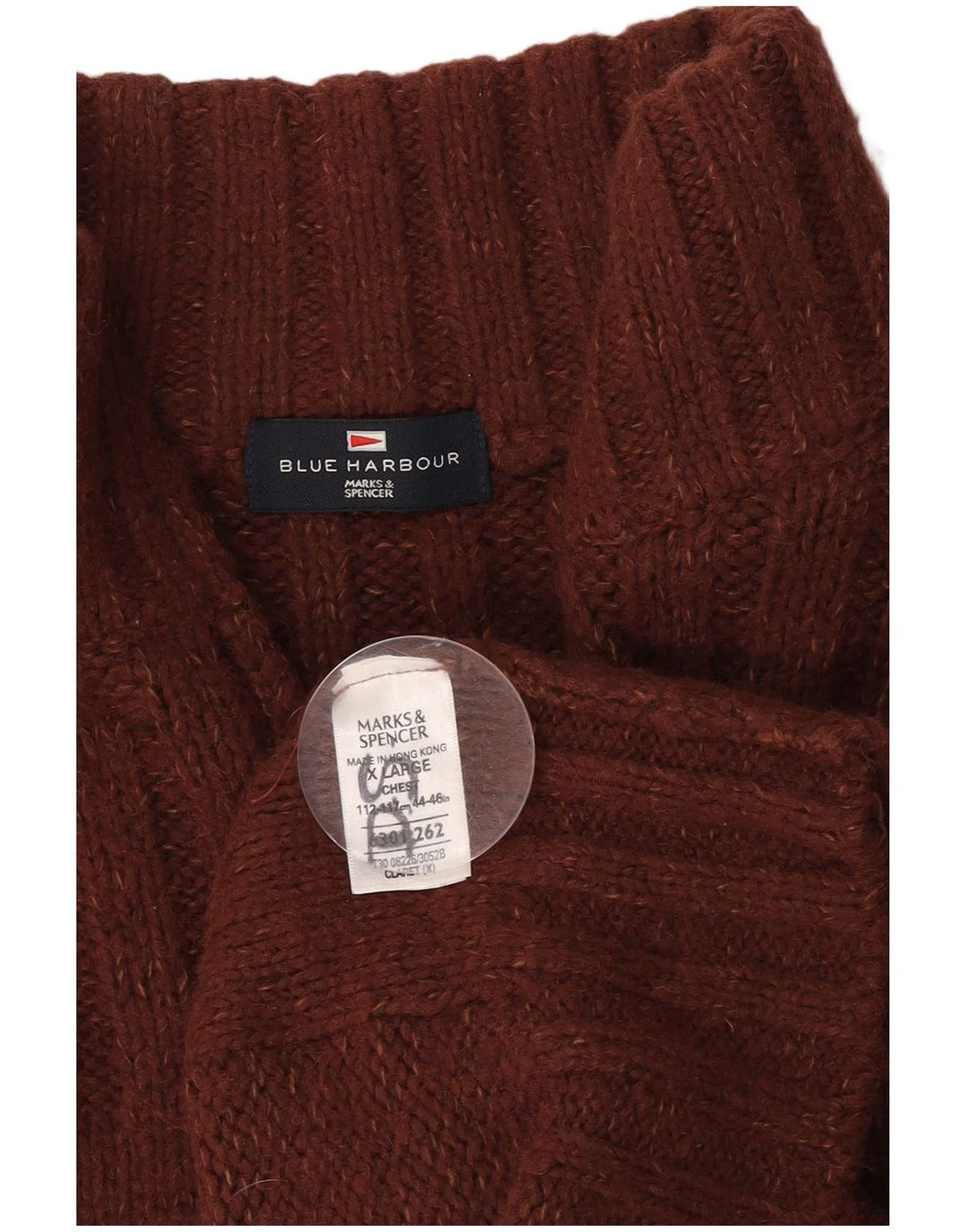 Pulover pentru bărbați Marks & Spencer, cu fermoar și gât, XL, maro, acrilic