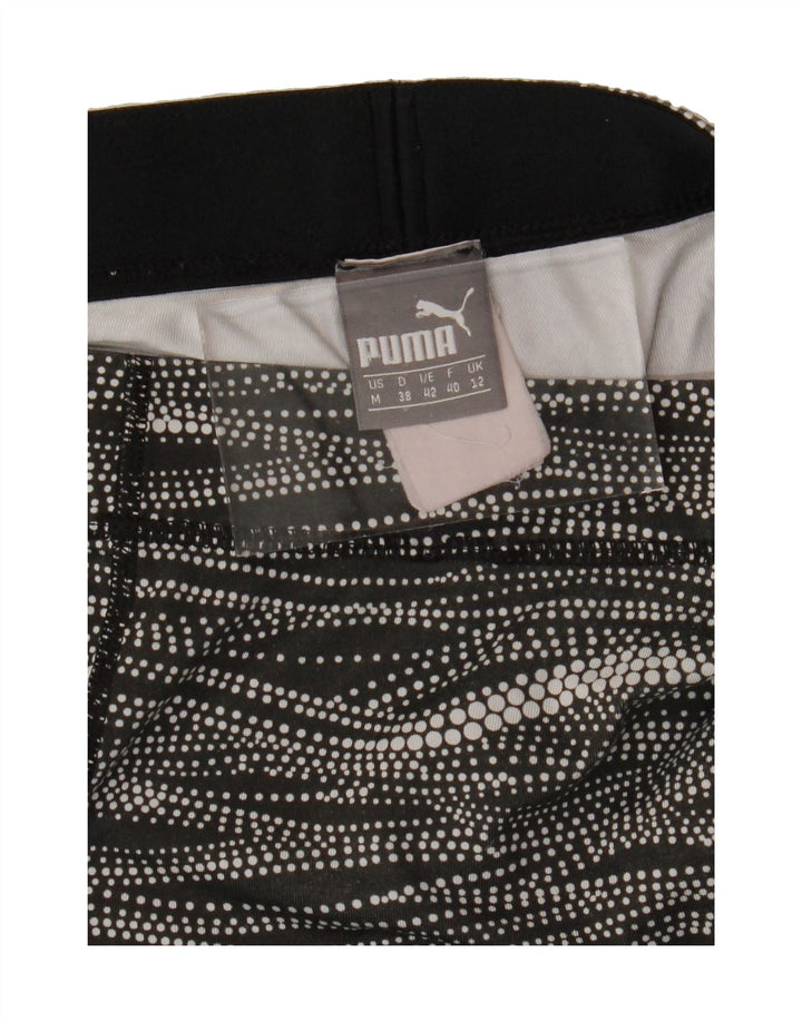 PUMA Womens Leggings UK 12 Medium Black Spotted Vintage Puma and Second-Hand Puma from Messina Hembry 