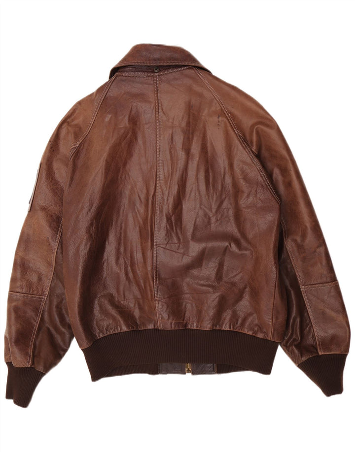 Jachetă Bomber din piele vintage pentru bărbați IT 52 2XL maro