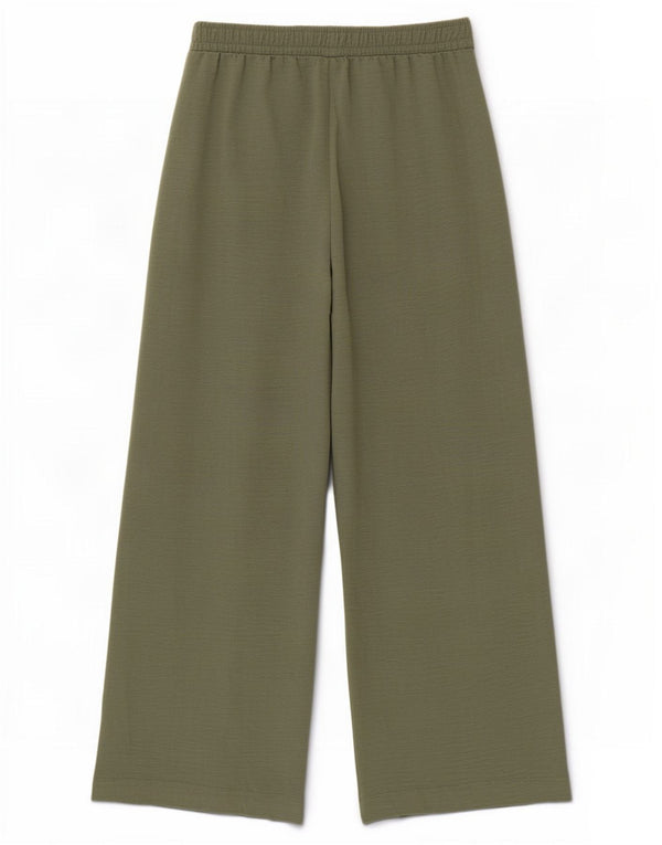 Zara Womens Wide Leg Cropped Trousers Medium W28 L26 Green Polyester