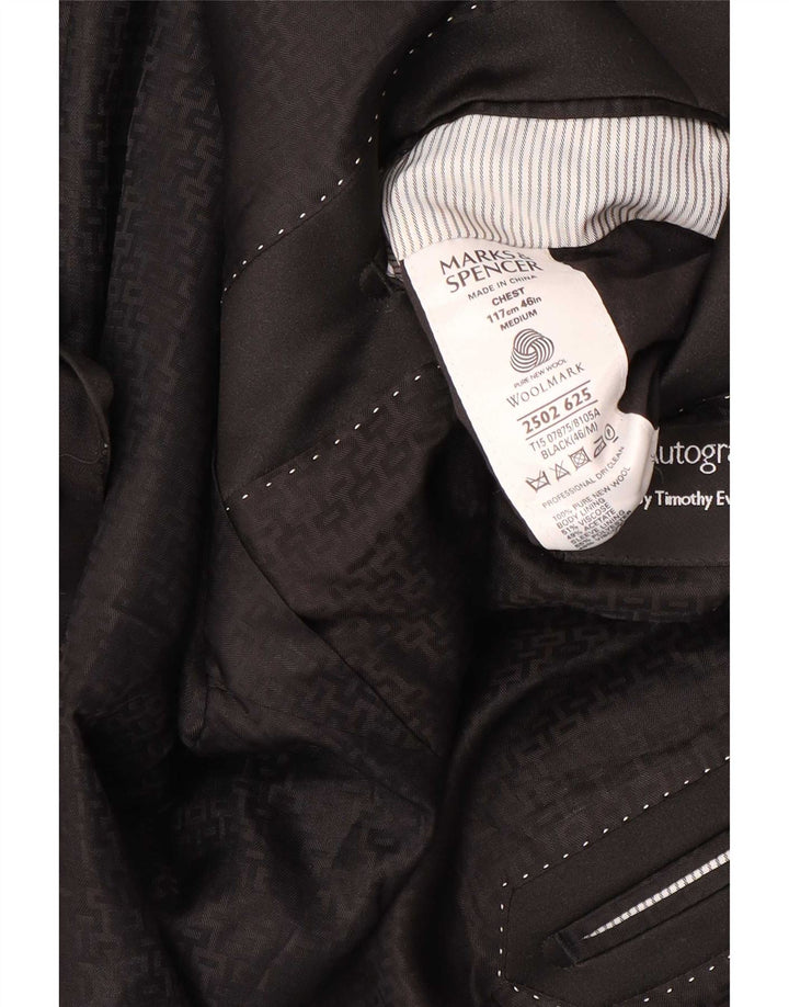 Jachetă pentru bărbați Marks & Spencer cu 1 nasture, UK 46 XL, lână neagră