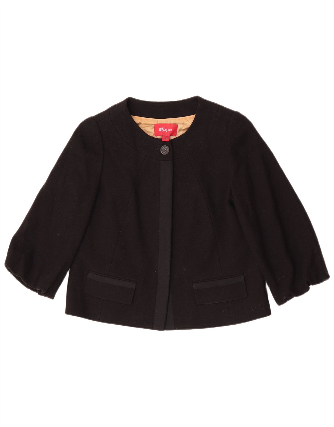 Jachetă Bolero pentru femei Monsoon cu mâneci 3/4 UK 10 Lână neagră mică
