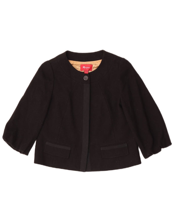 Jachetă Bolero pentru femei Monsoon cu mâneci 3/4 UK 10 Lână neagră mică