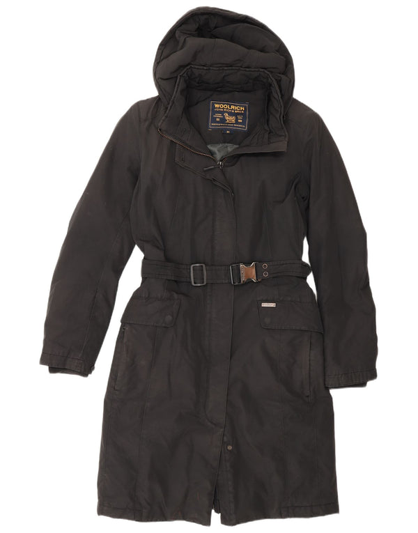 Palton căptușit cu glugă Woolrich pentru femei UK 6 XS bumbac negru