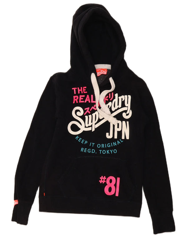 Pulover supradimensionat cu capota Superdry pentru femei, UK 6 XS, bumbac negru