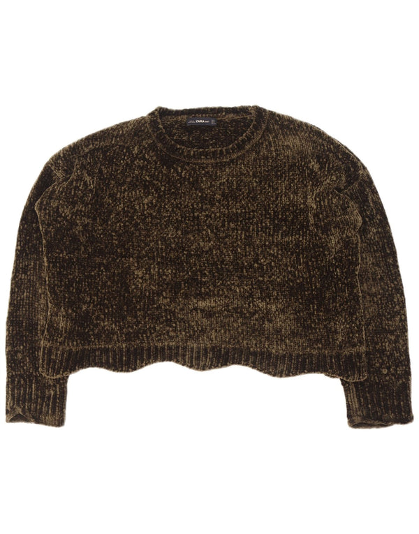 Pulover oversize cu decolteu rotund pentru femei Zara UK 14 verde mediu