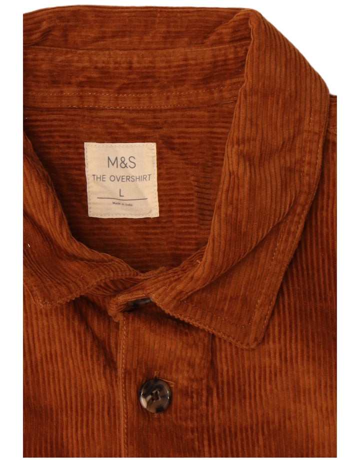 Cămașă pentru bărbați Marks & Spencer Cămașă din velur mare, bumbac maro