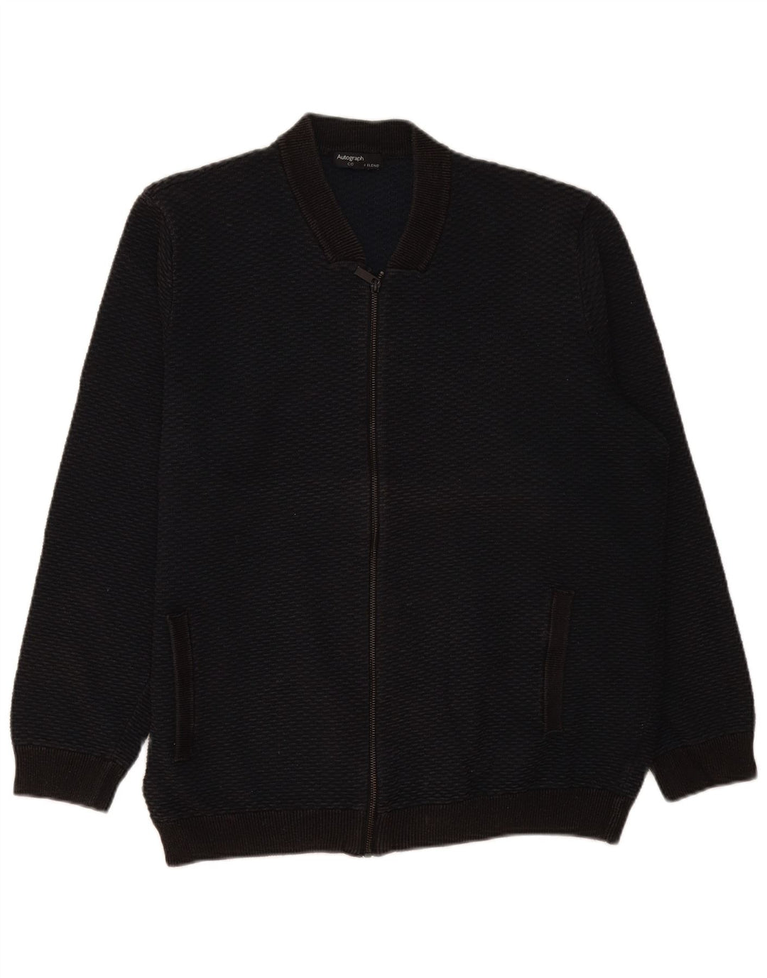 Pulover cardigan cu fermoar complet pentru bărbați Marks & Spencer, bumbac negru 2XL