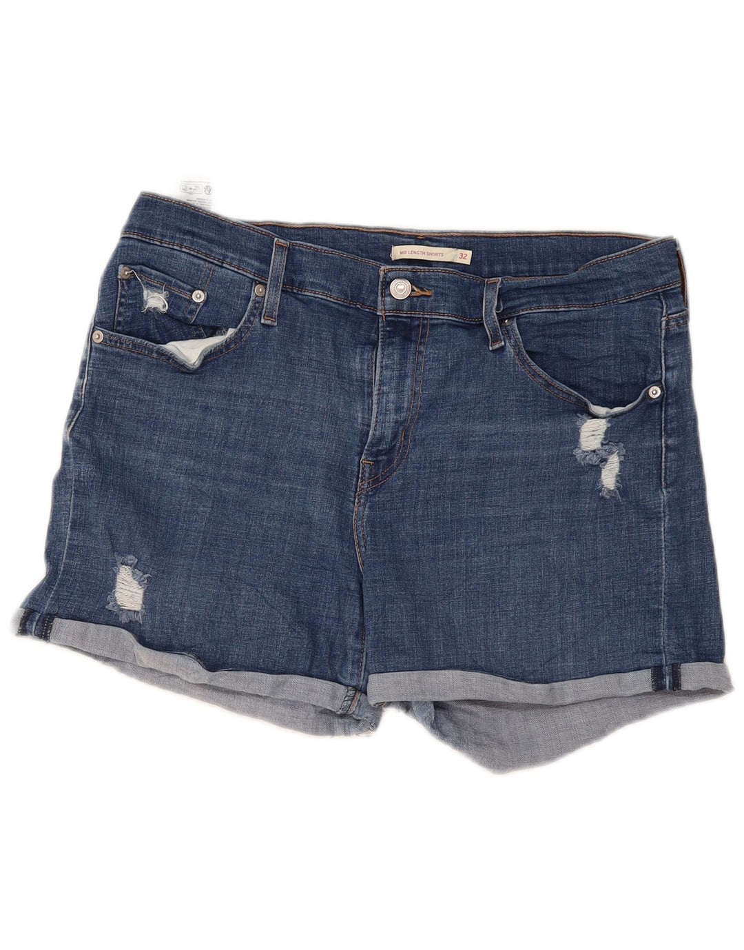 Pantaloni scurți Levi's din denim învechit pentru femei W32, bumbac albastru mare