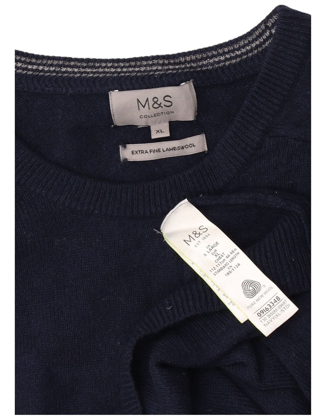 Pulover pentru bărbați Marks & Spencer cu gât crew pulover XL bleumarin, lână de miel