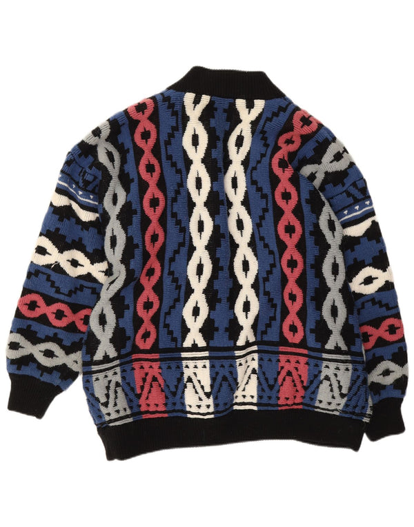 Pulover Cardigan Deschis Vintage pentru Damă EU 44/46 XL Multicolor Geometric