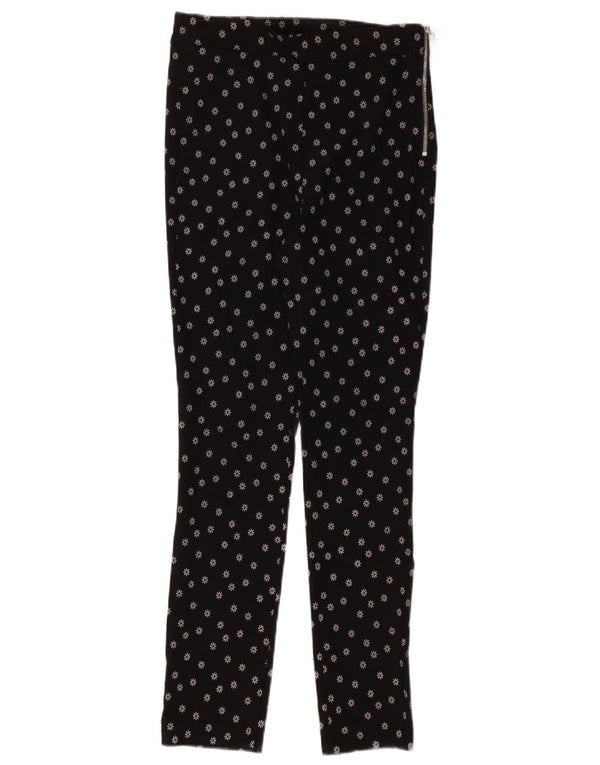 Pantaloni casual slim pentru femei Zara XS W24 L28 Viscoză cu pete negre