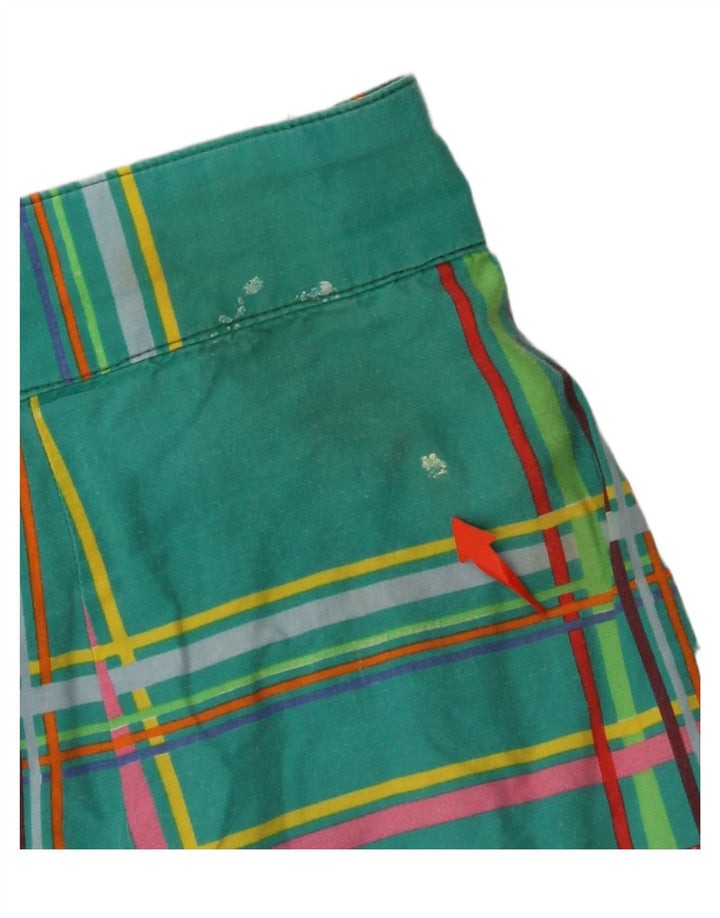 Pantaloni scurti chino cu talie înaltă KENZO pentru femei EU 42 mari W30 bumbac carouri verzi