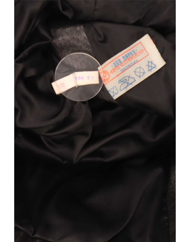 Jachetă de piele vintage pentru femei UK 10 Small Black
