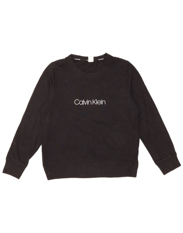 CALVIN KLEIN Pulover cu grafic pentru damă UK 14 Bumbac mediu negru