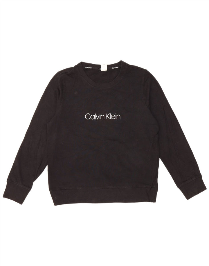 CALVIN KLEIN Pulover cu grafic pentru damă UK 14 Bumbac mediu negru