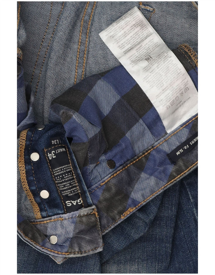 GAS Blugi slim pentru bărbați învechiți L34 L34 Bumbac albastru