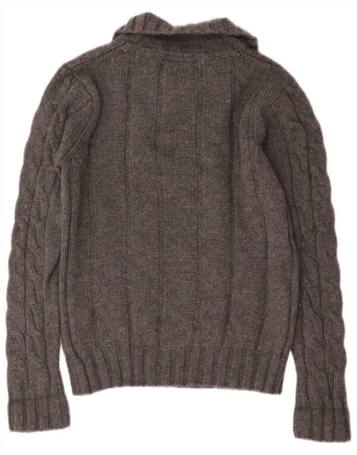 Jack & Jones Pulover pentru bărbați cu gât cu nasturi, lână mică, gri