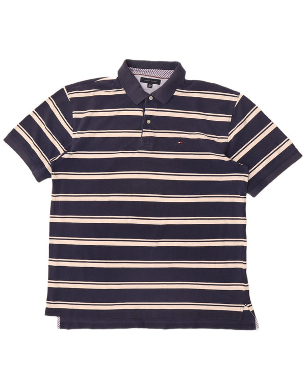 Cămașă polo Tommy Hilfiger pentru bărbați 2XL, bumbac cu dungi bleumarin