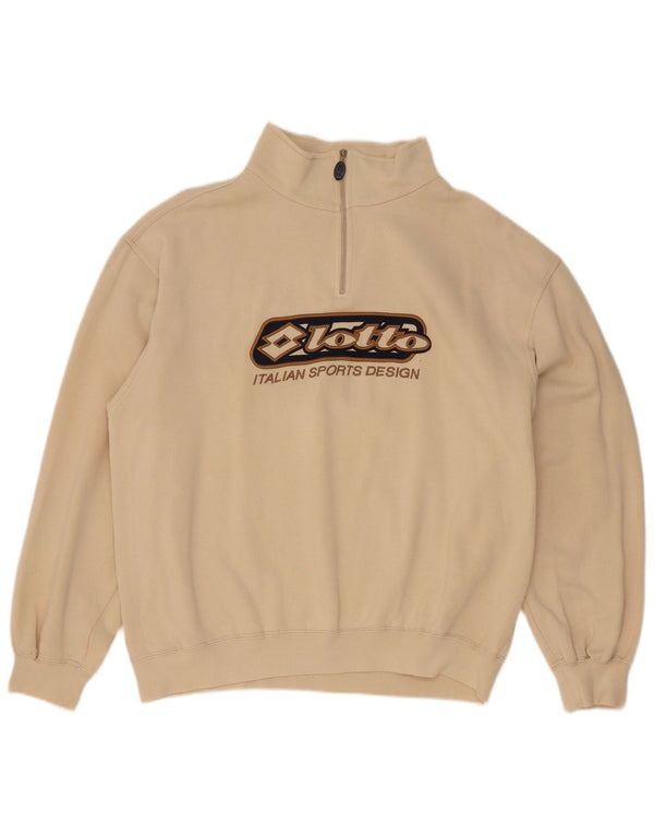 Lotto Mens Loose Fit Graphic Sweatshirt Jumper UK 38/40 Medium Off White