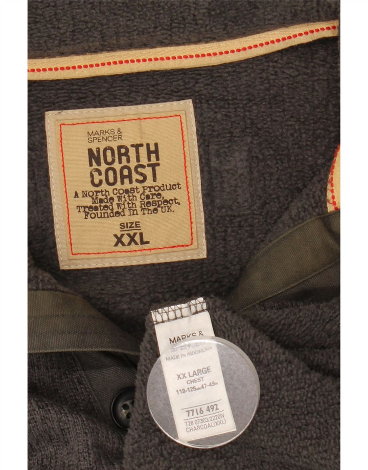 Pulover pentru bărbați Marks & Spencer, cu gât cu nasturi, poliester gri 2XL