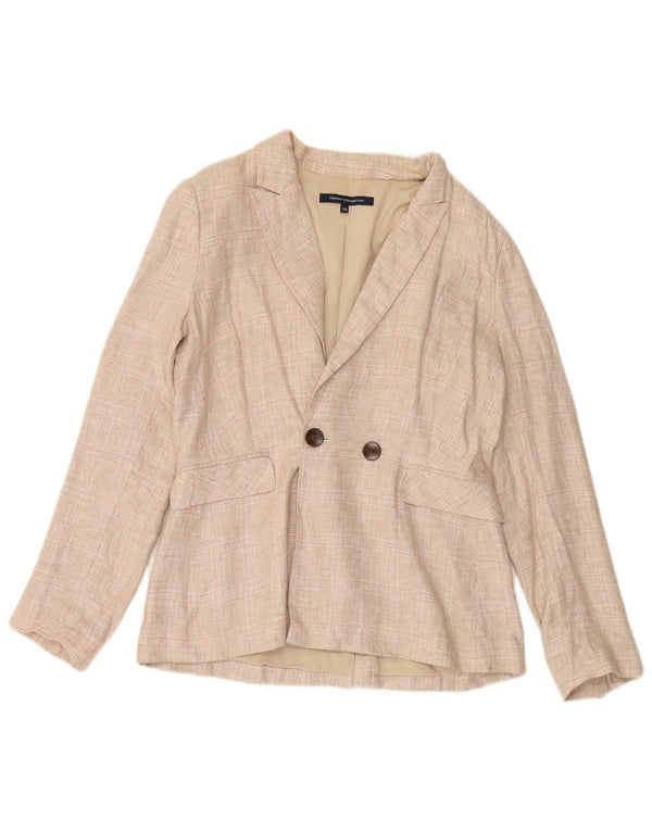 FRENCH CONNECTION Jachetă blazer supradimensionată pentru femei UK 10 Small Beige Check