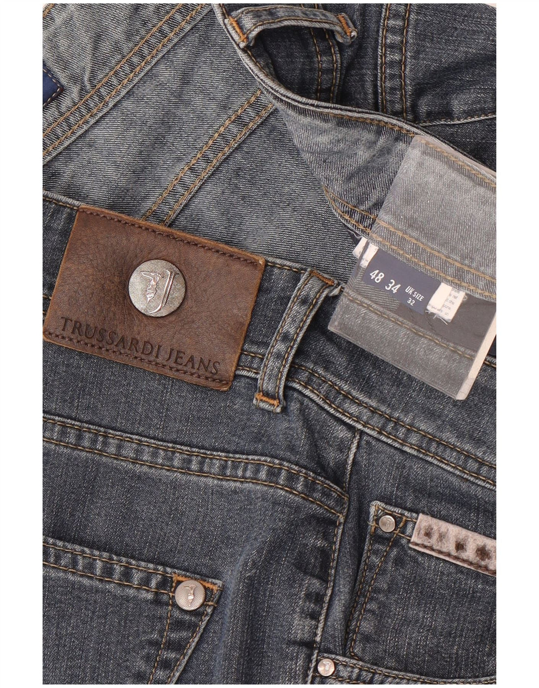 Trussardi blugi drepti pentru bărbați W32 L34 albastru