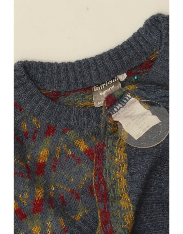 Pulover Miriam pentru bărbați cu decolteu rotund, gri mediu, acrilic Fair Isle