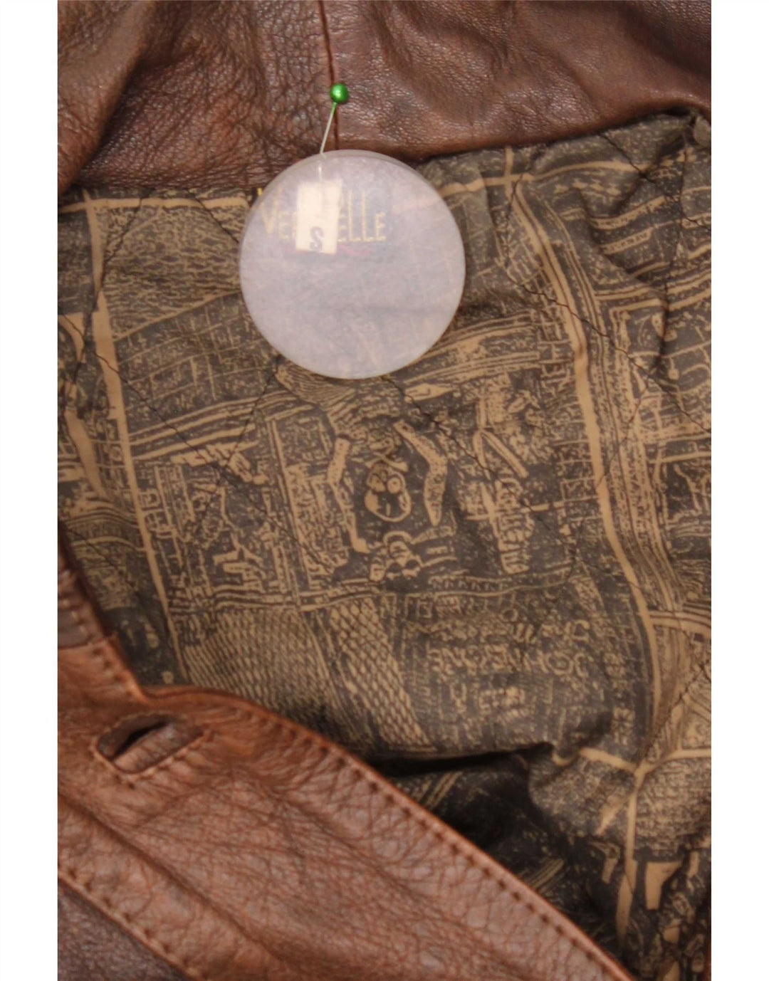 Jachetă de piele vintage pentru femei supradimensionată UK 10, piele maro mică