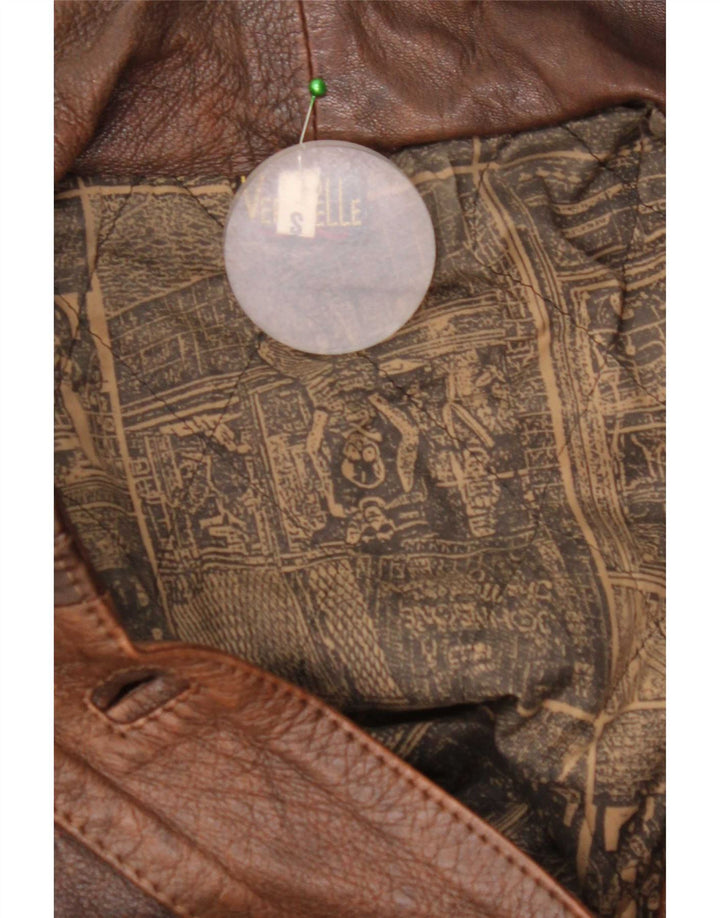 Jachetă de piele vintage pentru femei supradimensionată UK 10, piele maro mică