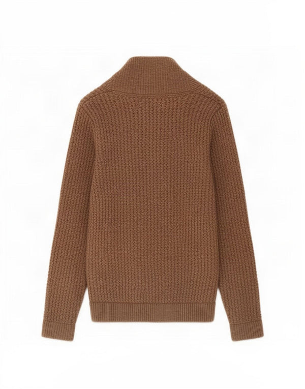 William Hunt Mens Cardigan Sweater Small Brown Lambswool