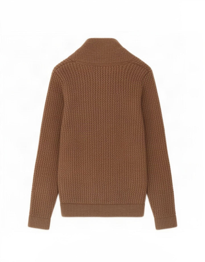Pulover cardigan pentru bărbați William Hunt, lână de miel maro mică