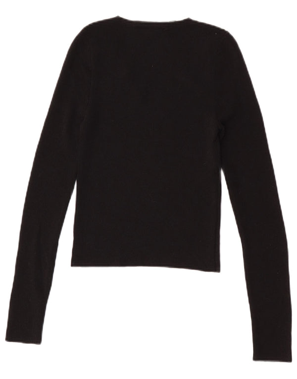 Crop Top pentru femei Zara cu mânecă lungă UK 8 Mic Poliamidă neagră