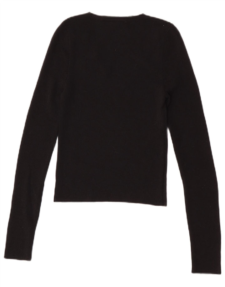 Crop Top pentru femei Zara cu mânecă lungă UK 8 Mic Poliamidă neagră