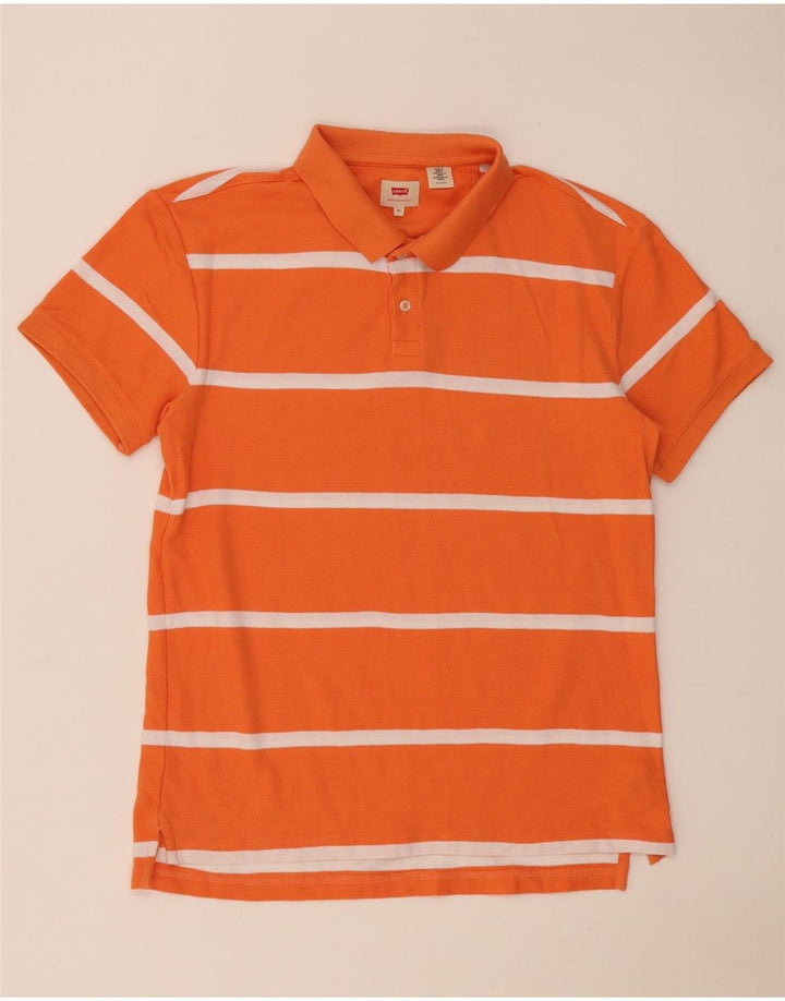 Cămașă polo pentru bărbați Levi's XL, bumbac cu dungi portocalii