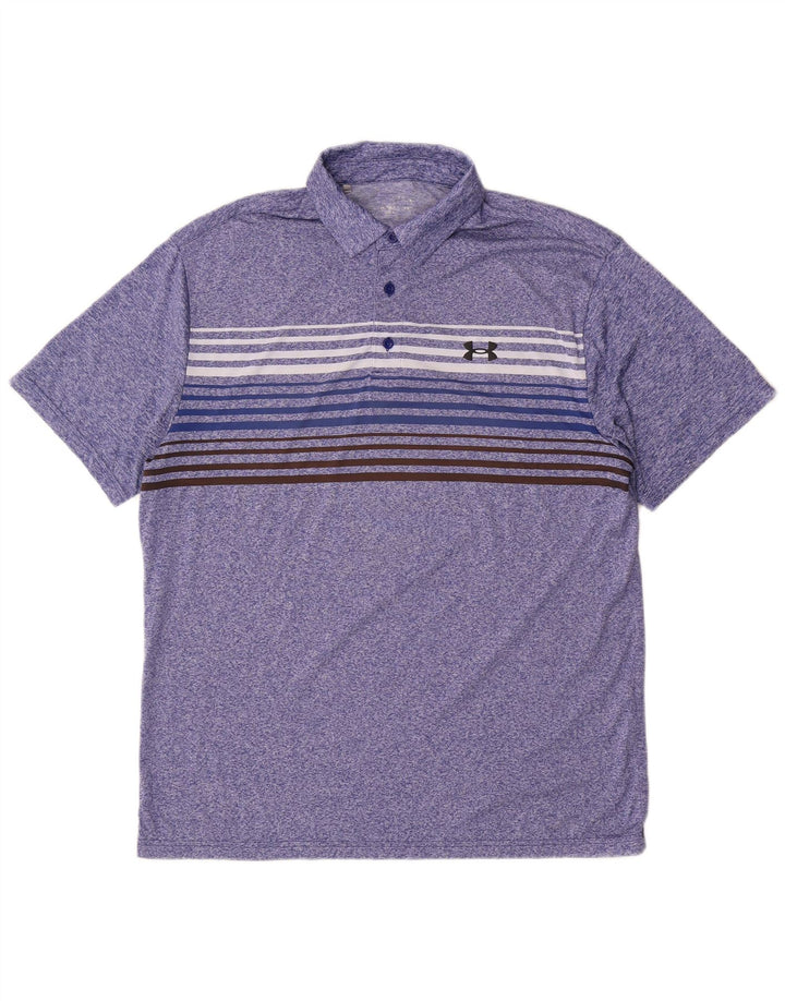 Tricou polo Under Armour pentru bărbați, cu dungi mari, albastre