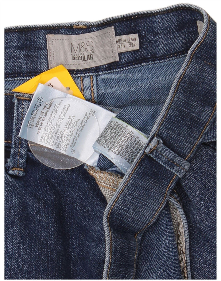 Blugi drepți obișnuiți pentru bărbați Marks & Spencer L34 L29 Bumbac albastru