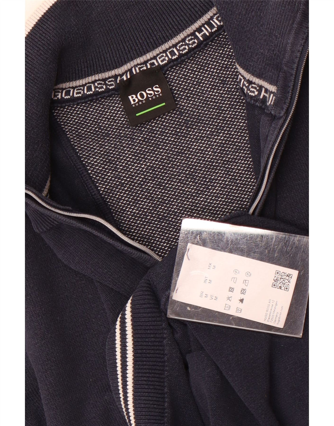 Hanorac pentru bărbați Hugo Boss, cu fermoar, cu gât, din bumbac mediu, albastru bleumarin