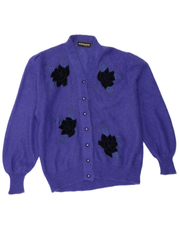 Pulover Cardigan Vintage pentru Damă UK 18 XL Violet Floral