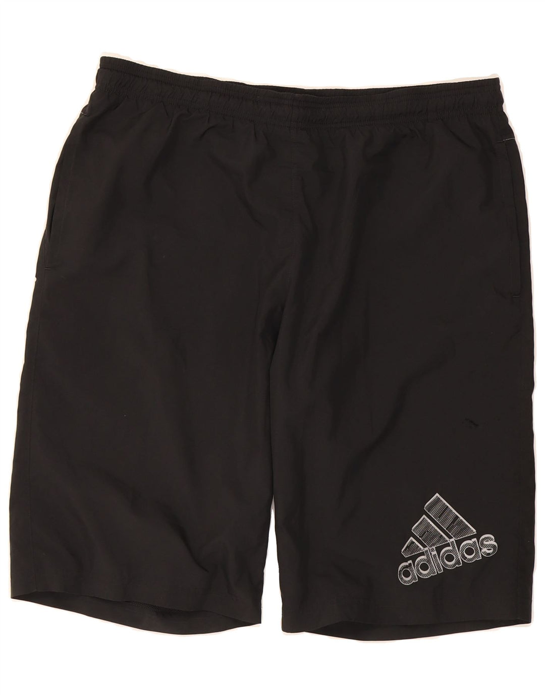 ADIDAS Mens Graphic Sport Shorts Large Black Polyester Vintage Adidas and Second-Hand Adidas from Messina Hembry 