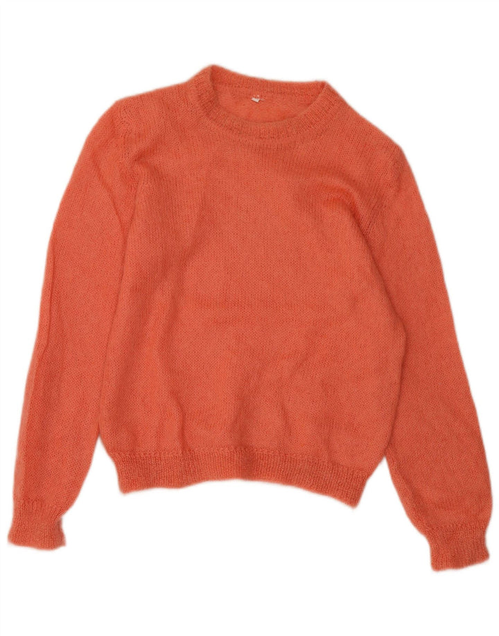 Pulover vintage pentru femei cu decolteu rotund UK 12 Roz mediu