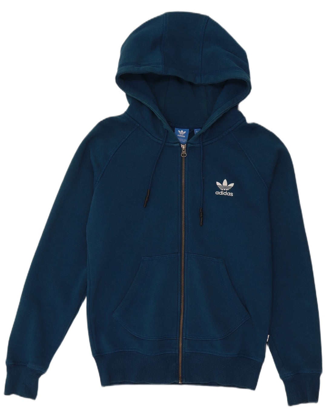Pulover ADIDAS pentru femei, cu grafică, cu fermoar, UK 10, bumbac, albastru