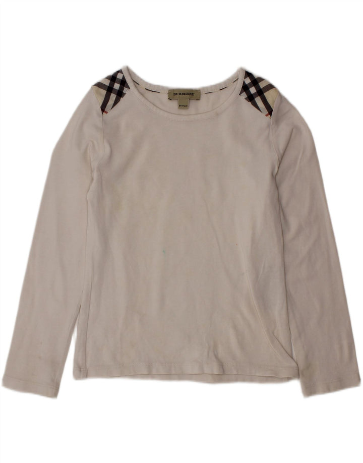 BURBERRY Fete Top Maneca Lunga 5-6 Ani Alb Check