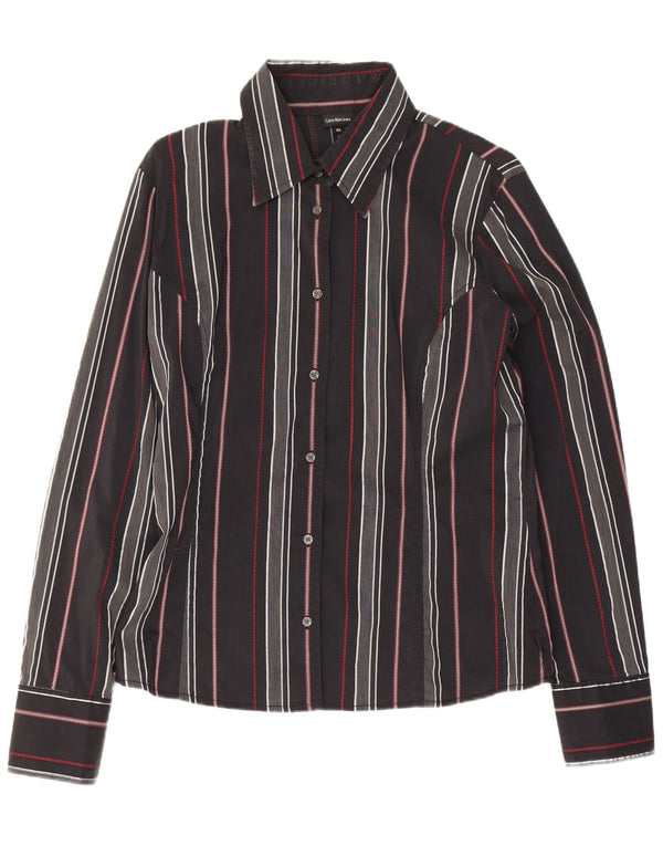 Calvin Klein Jeans Cămașă pentru femei UK 18 XL Bumbac cu dungi negre