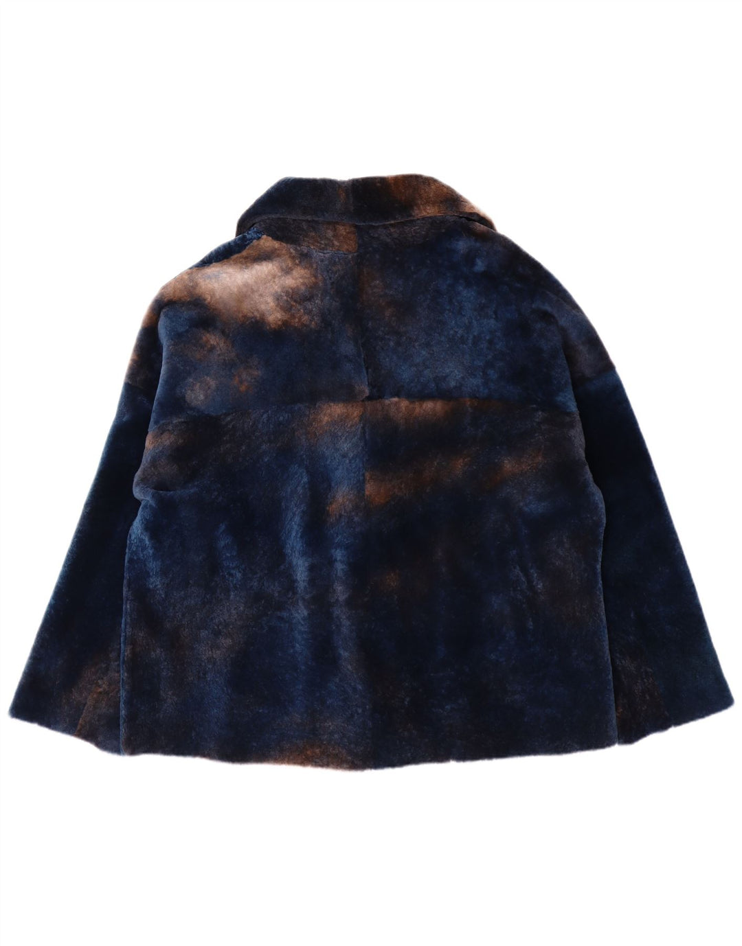 Jachetă de blană supradimensionată pentru femei VINTAGE IT 50 XL din piele de miel bleumarin