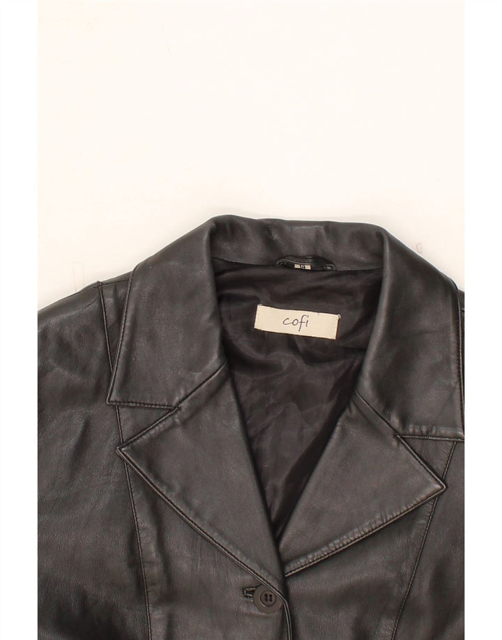 COFI Womens Leather Jacket UK 14 Large Black Leather Vintage Cofi and Second-Hand Cofi from Messina Hembry 